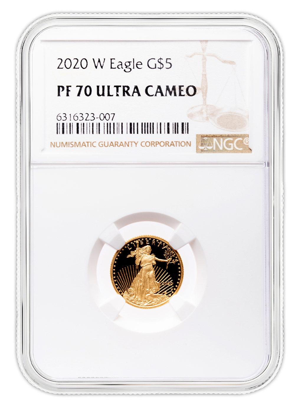 2020-W 1/10 oz Proof Gold Eagle $5 NGC PF70