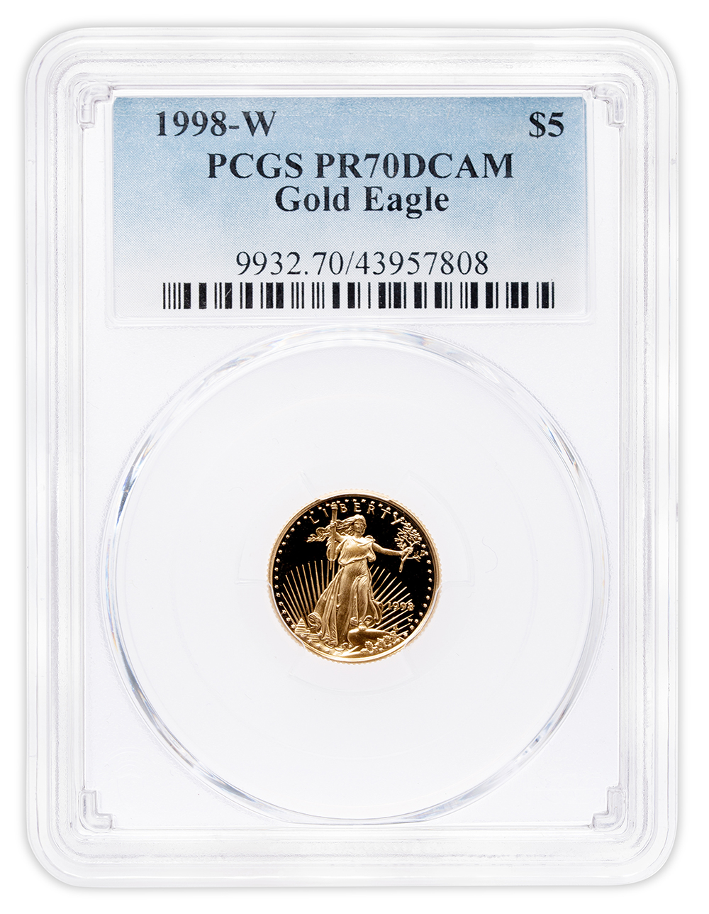1998-W 1/10 oz Proof Gold Eagle $5 PCGS PR70