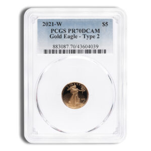 2021-W 1/10 oz Proof Gold Eagle $5 PCGS PR70 – Type 2