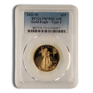 2021-W 1/2 oz Proof Gold Eagle $25 PCGS PR70 – Type 2