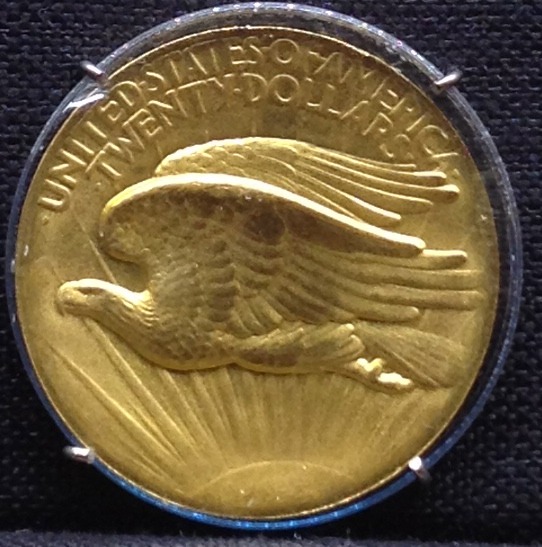 1907 Saint-Gaudens double eagle reverse showing the eagle in flight