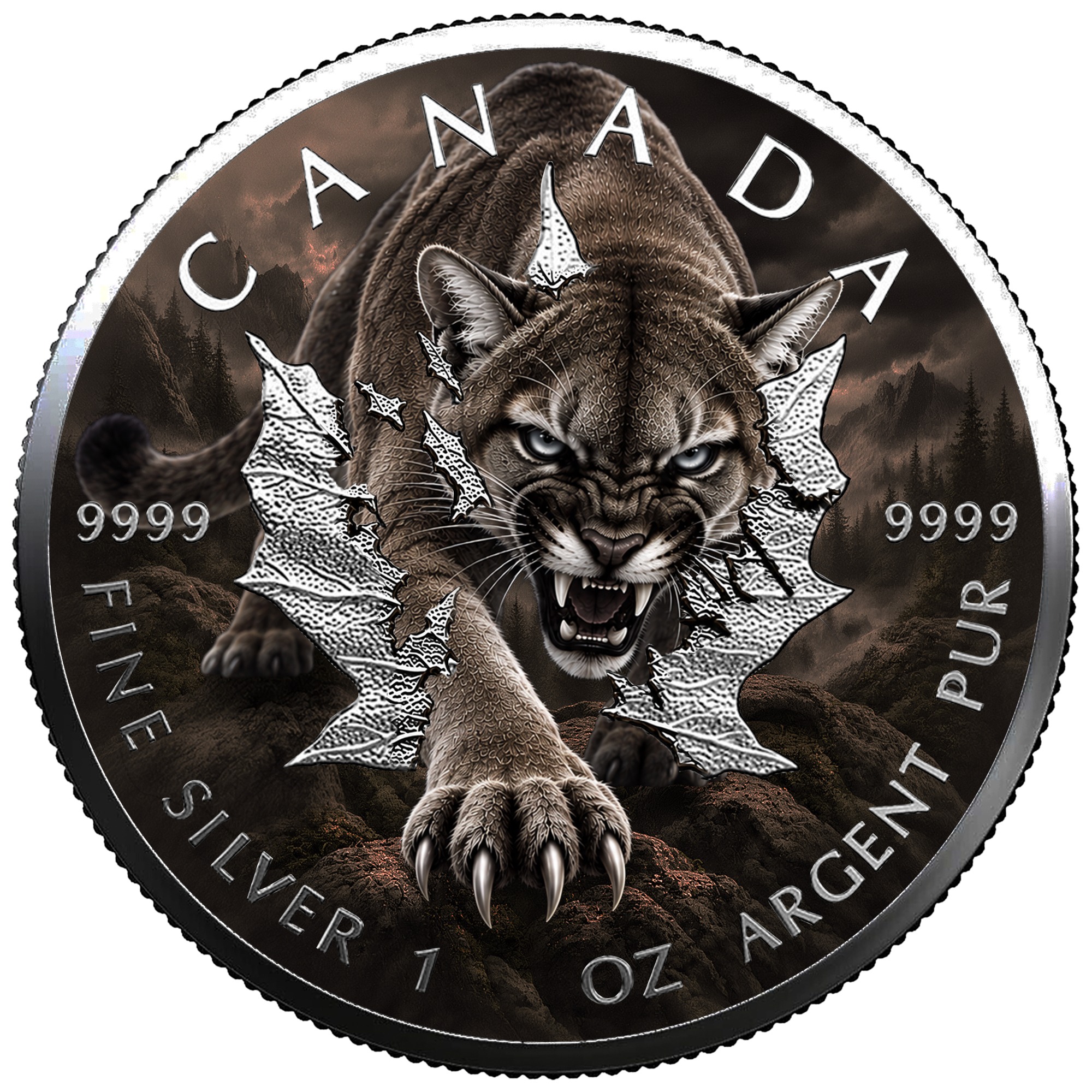 2026 Canada Maple Leaf Wilderness Cougar Edition 1 oz Silver Coin